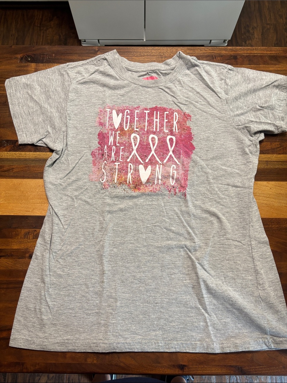 Together We Are Strong Girls' Heather Gray Tee with Pink Graphic